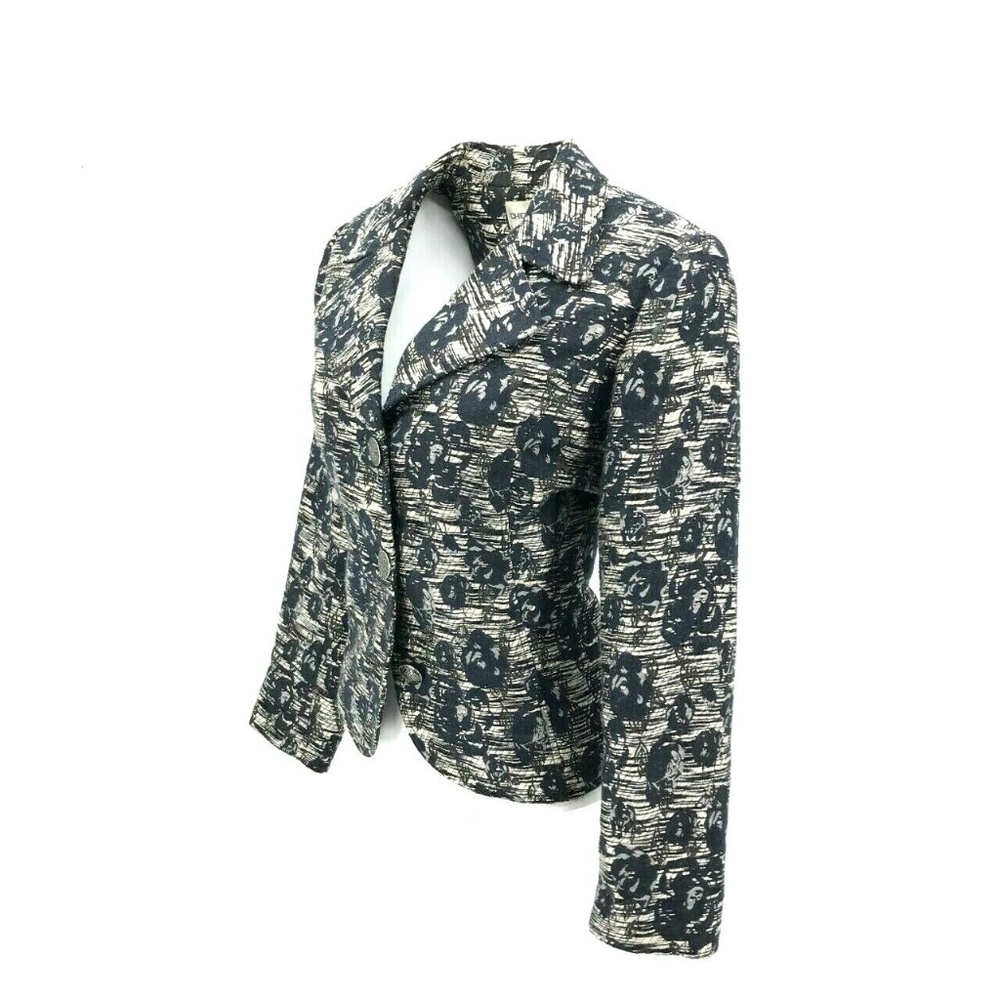 Chico's Triple Button Collared Floral Blazer Sz 8 - Picture 4 of 8